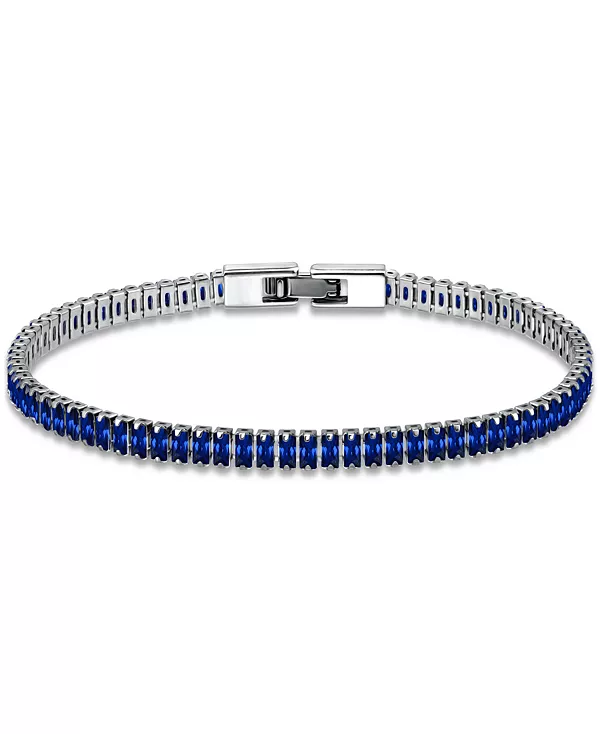 

Теннисный браслет багетной огранки с кубическим цирконием из стерлингового серебра, созданный для Macy's Giani Bernini, blue