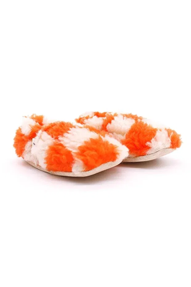 Детские пинетки с принтом Checkered Orange Cream Plush Cotton Non-Slip Baby Booties Morgedan, Orange Cream