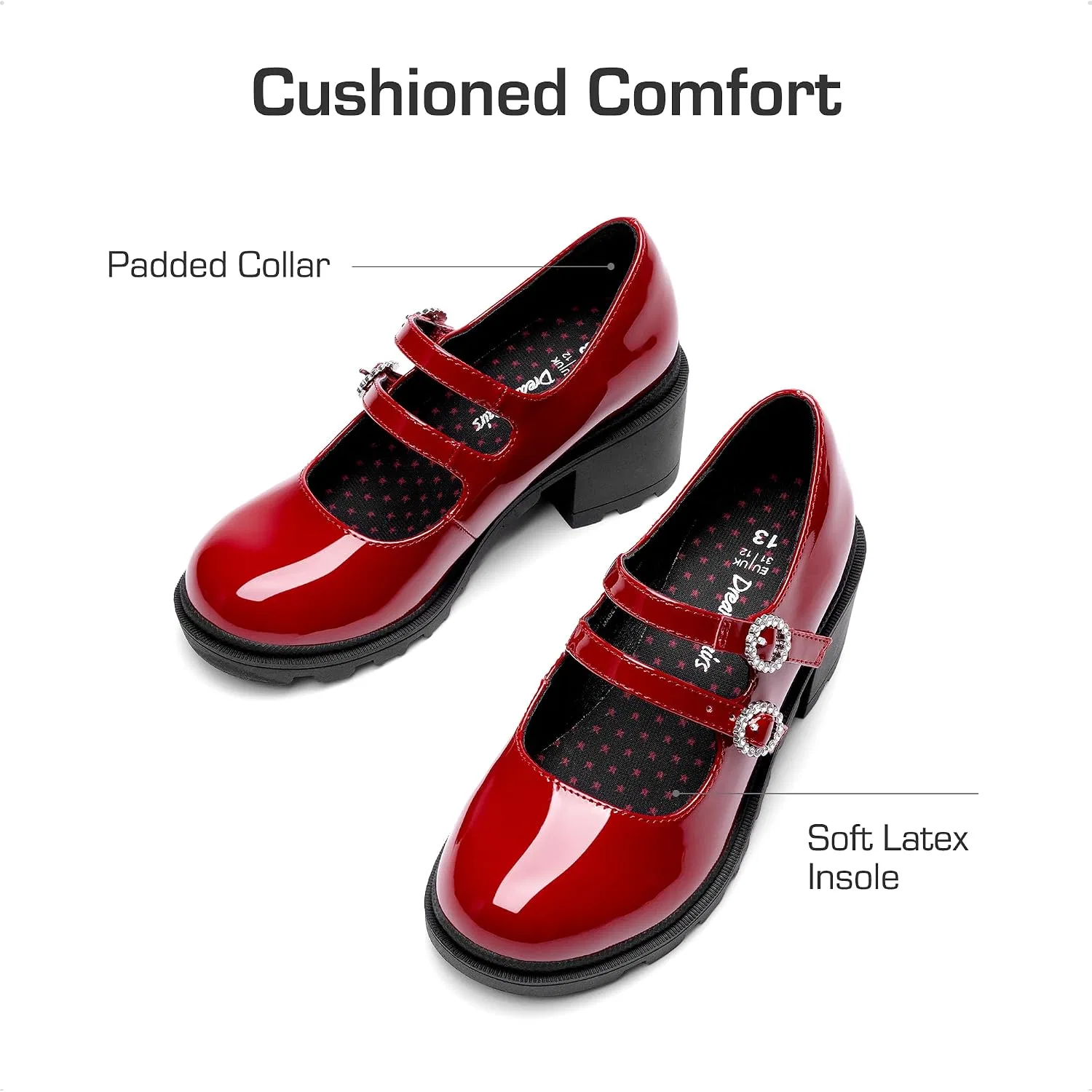 Детские туфли Мэри Джейн на платформе для девочек DREAM PAIRS, Red — фото 4