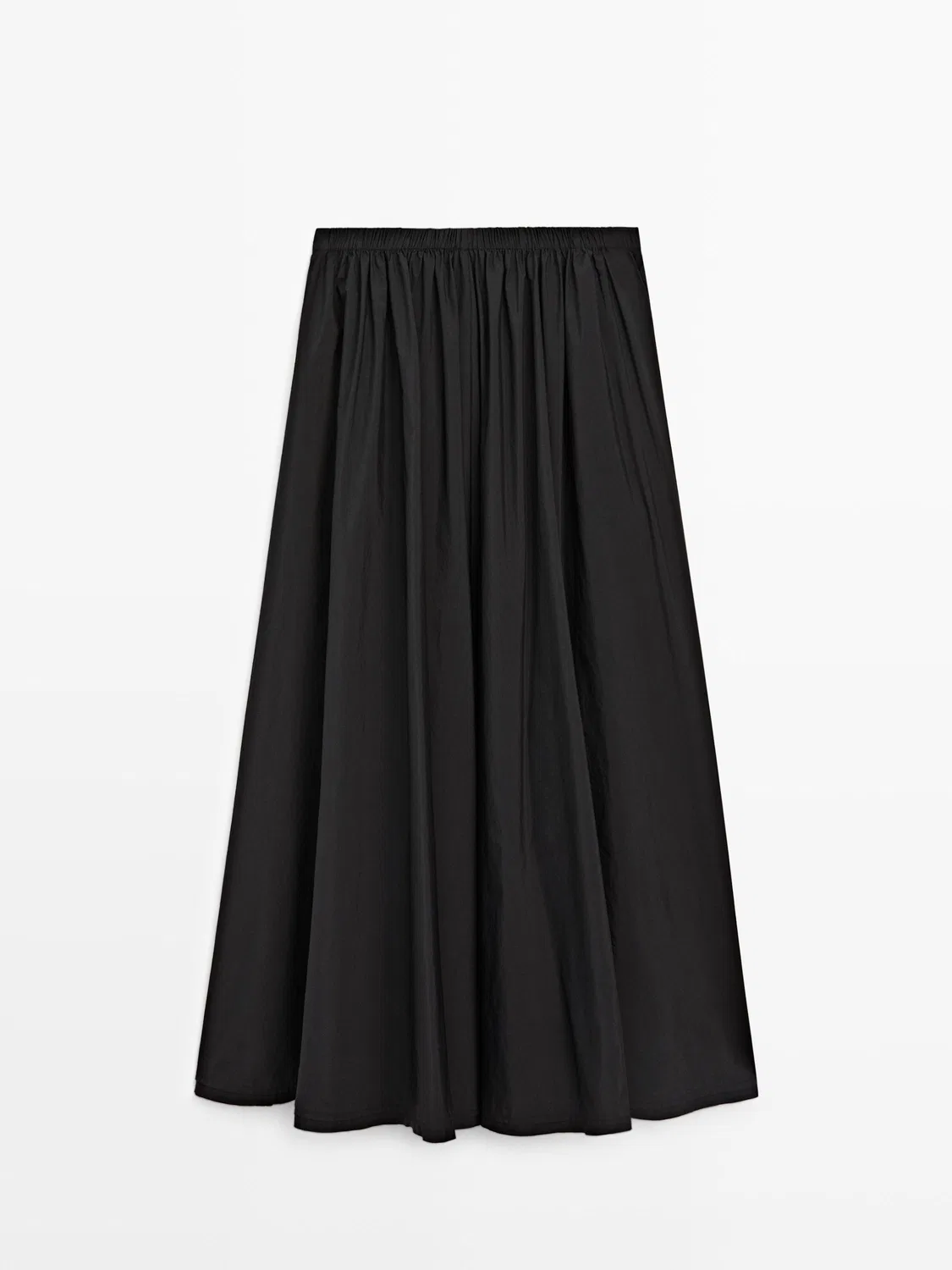 Юбка Massimo Dutti, миди-длина, из технической ткани, черный — фото 2