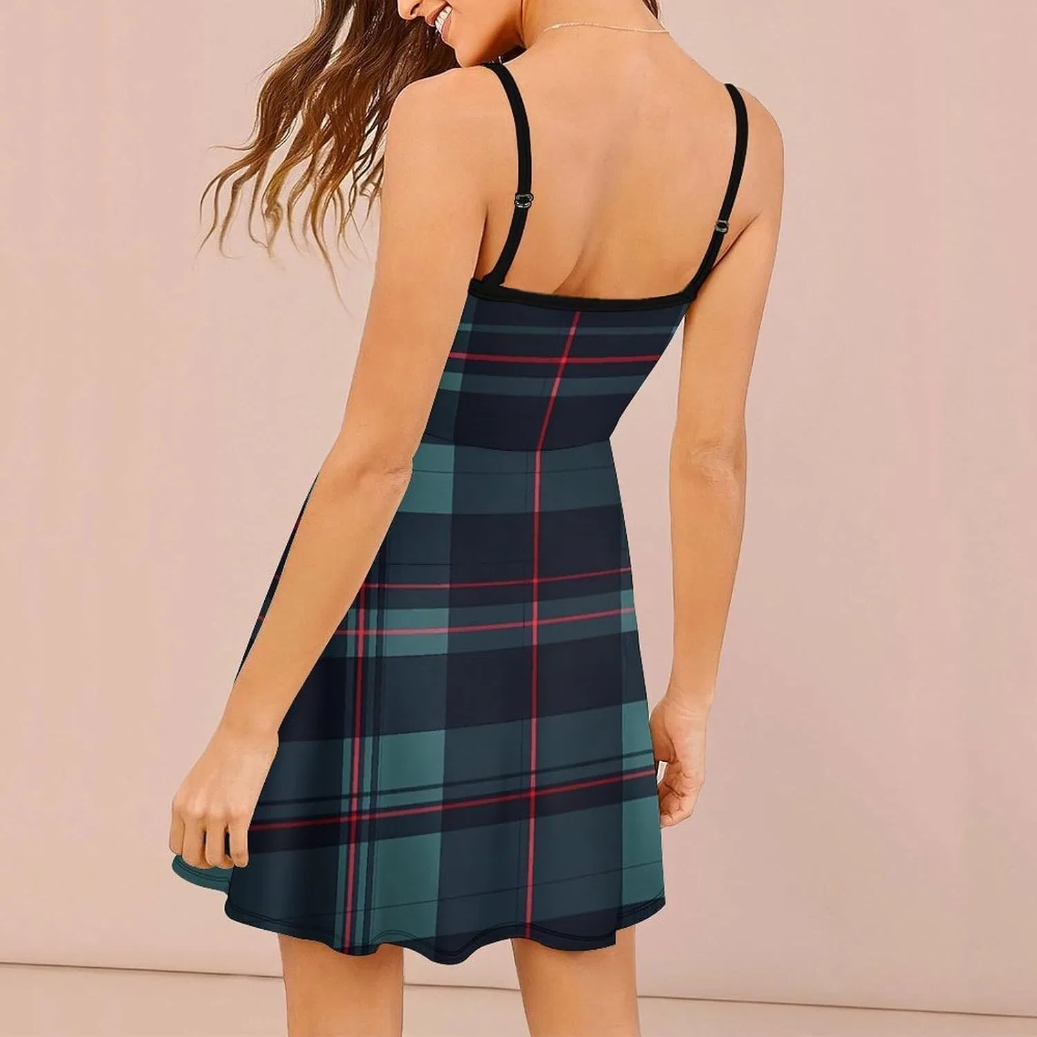 Женское летнее мини-платье на бретелях с принтом Scottish Tartan Plaid, Style — фото 2