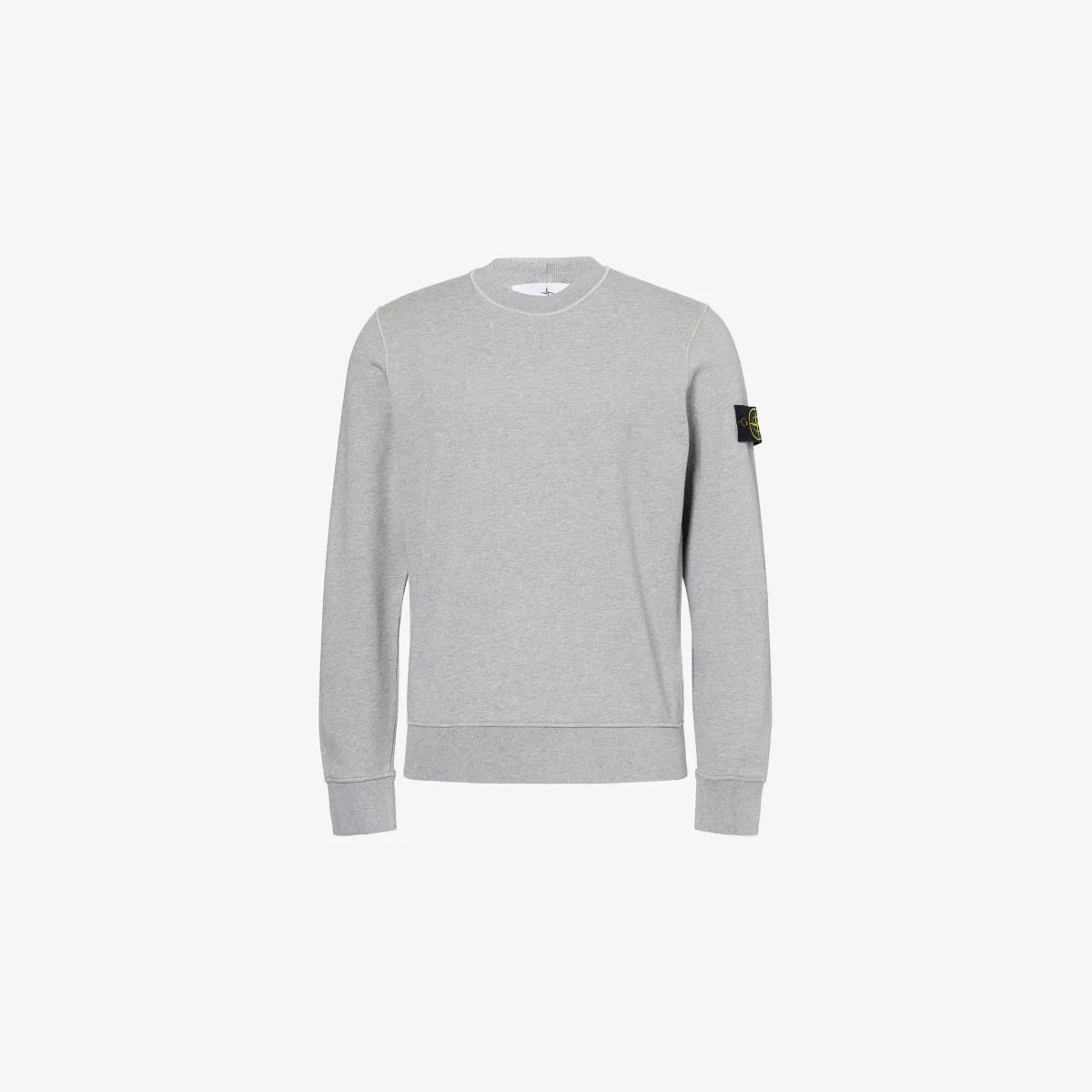 Хлопковая трикотажная толстовка с круглым вырезом и нашивкой Stone Island, серый