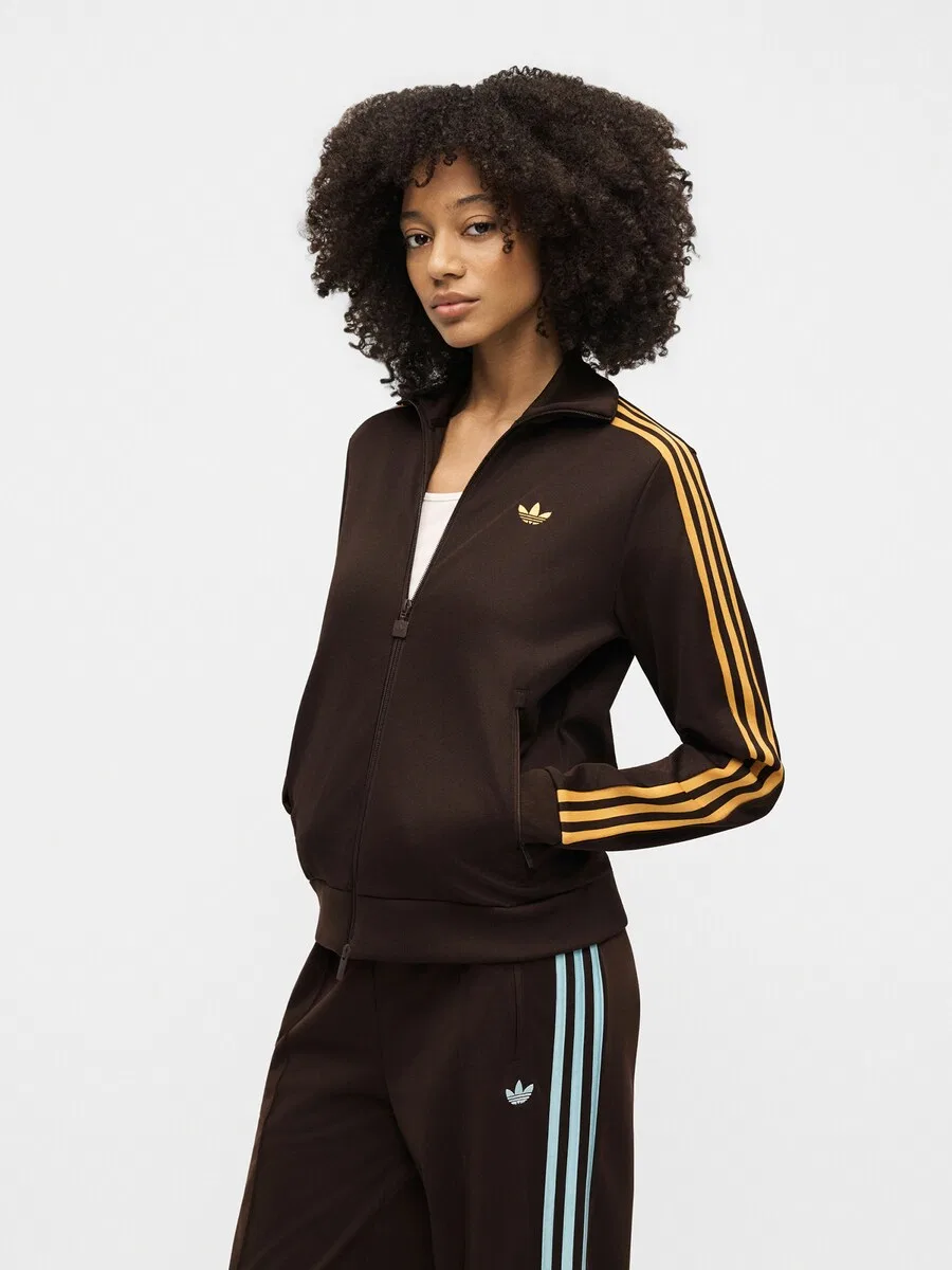 Худи на молнии ADIDAS ORIGINALS 'Classic' шоколадного цвета — фото 4