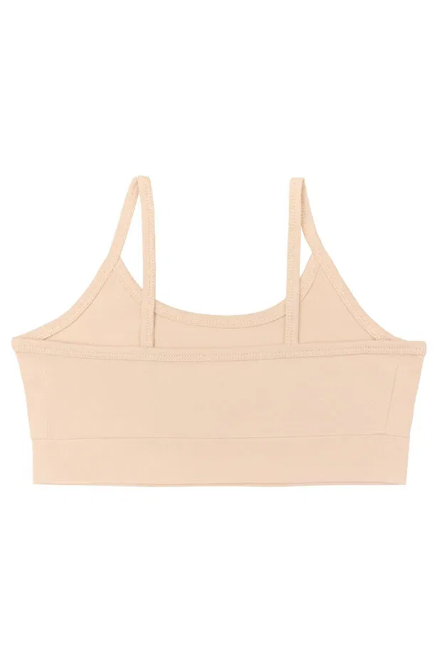 Детское для девочек бюстье хлопковое Gots certified organic cotton girls bustier - sports cut, stretchy band, vegan Albero Natur, Beige — фото 3