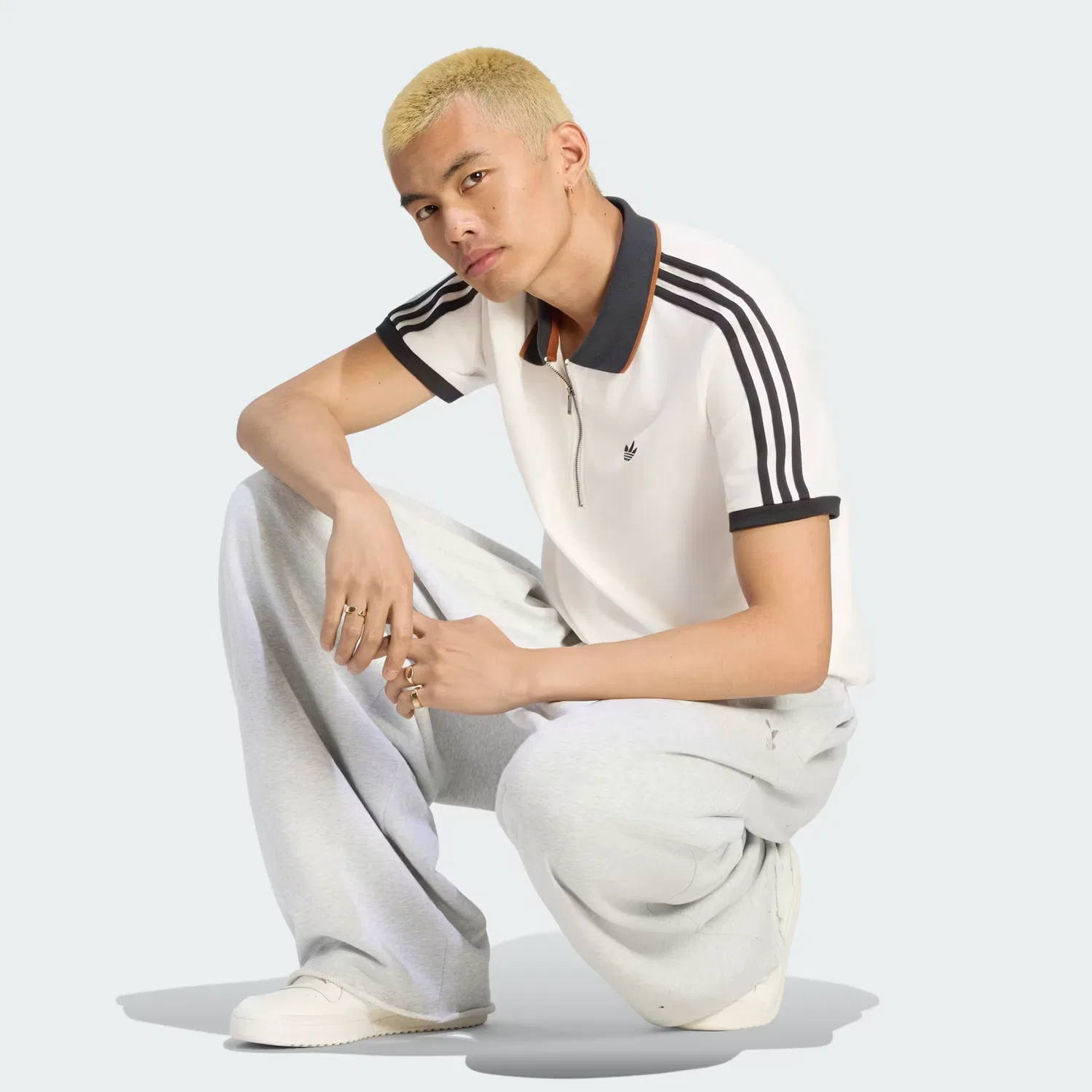 Мужские спортивные штаны с широкими штанинами Wide Leg Adidas Originals, светло-серый меланж — фото 3