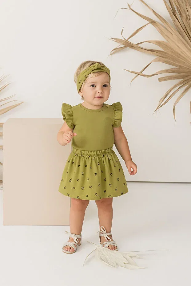 Детский комплект для девочек с принтом Basics Rg Kidsstore, Khaki