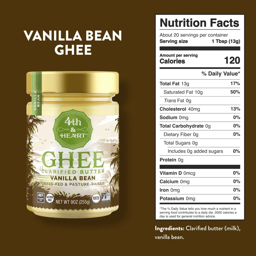 Масло топленое с ванилью, Grass-Fed Ghee Butter, 4th & Heart, 255 г — фото 2