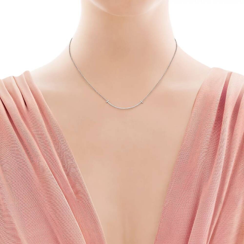 Кулон с цепочкой Tiffany & Co. Smile Small, белое золото с бриллиантами — фото 4