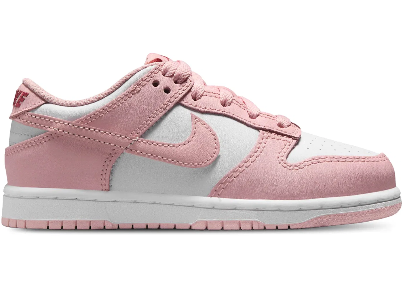 Детские кроссовки с контрастными вставками Nike Dunk Low, White/Pomegranate/Pink Glaze