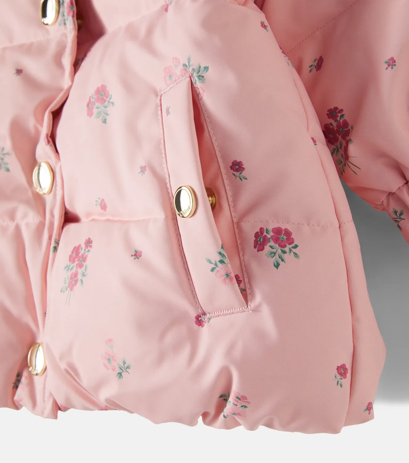 Легкая куртка с цветочным принтом Chloé Kids, розовый — фото 4