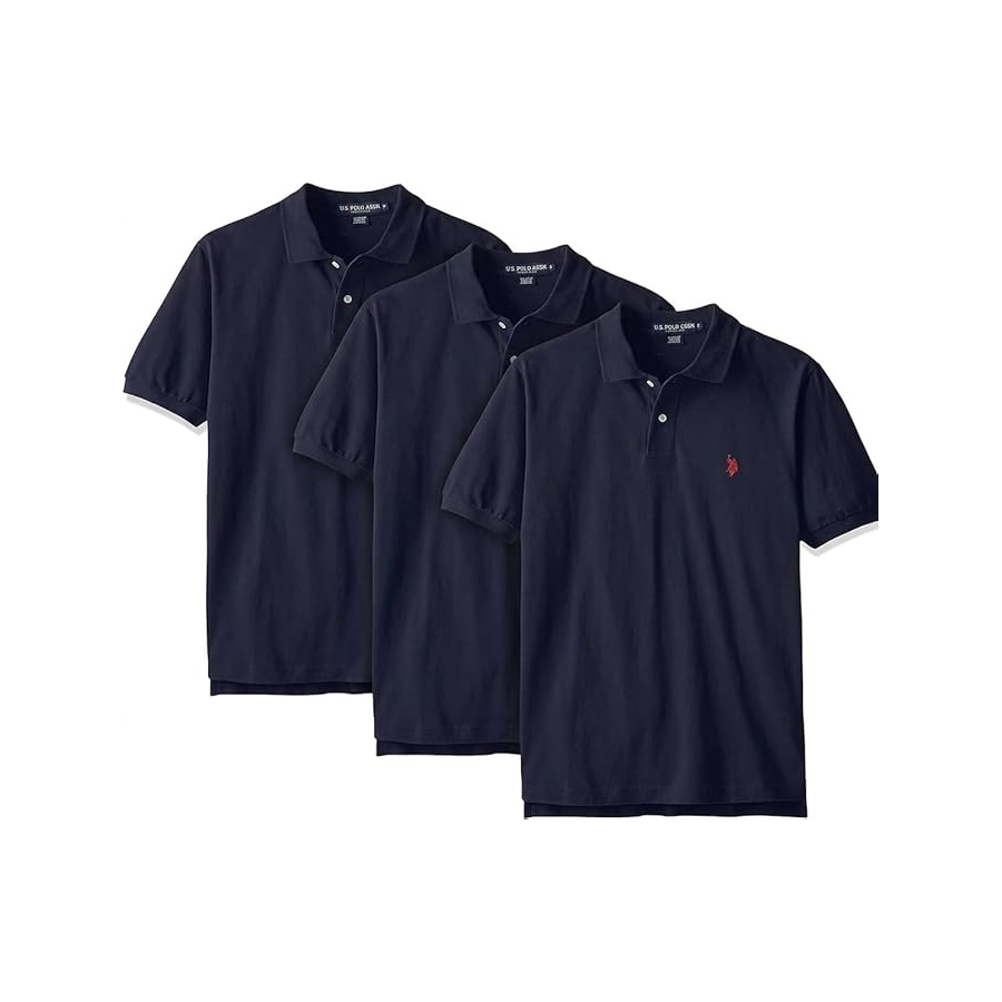 Комплект поло U.S. Polo Assn. Solid Short Sleeve Interlock, 3 предмета, темно-синий