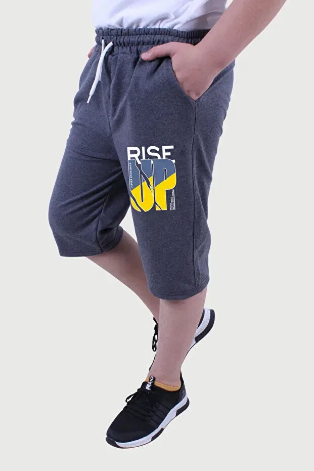 Детские шорты для мальчиков с принтом Rise Up Printed Fyk Kids, Smoked — фото 3