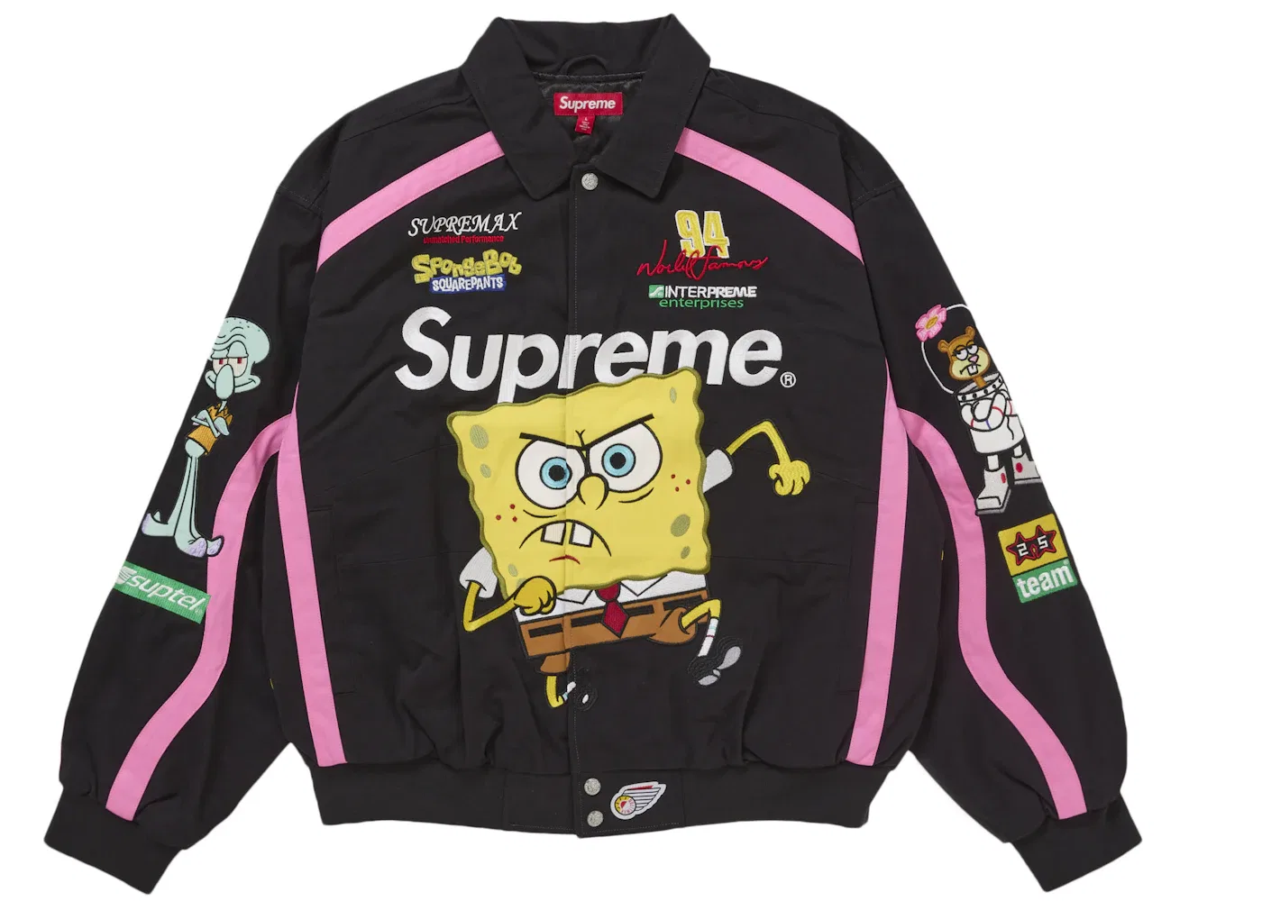 Мужская куртка-бомбер с принтом SpongeBob SquarePants Jeff Hamilton Racing Supreme, Black