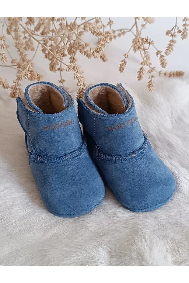 Детские ботинки для мальчиков из натуральной кожи с мехом Lucca blue Hodore, Blue