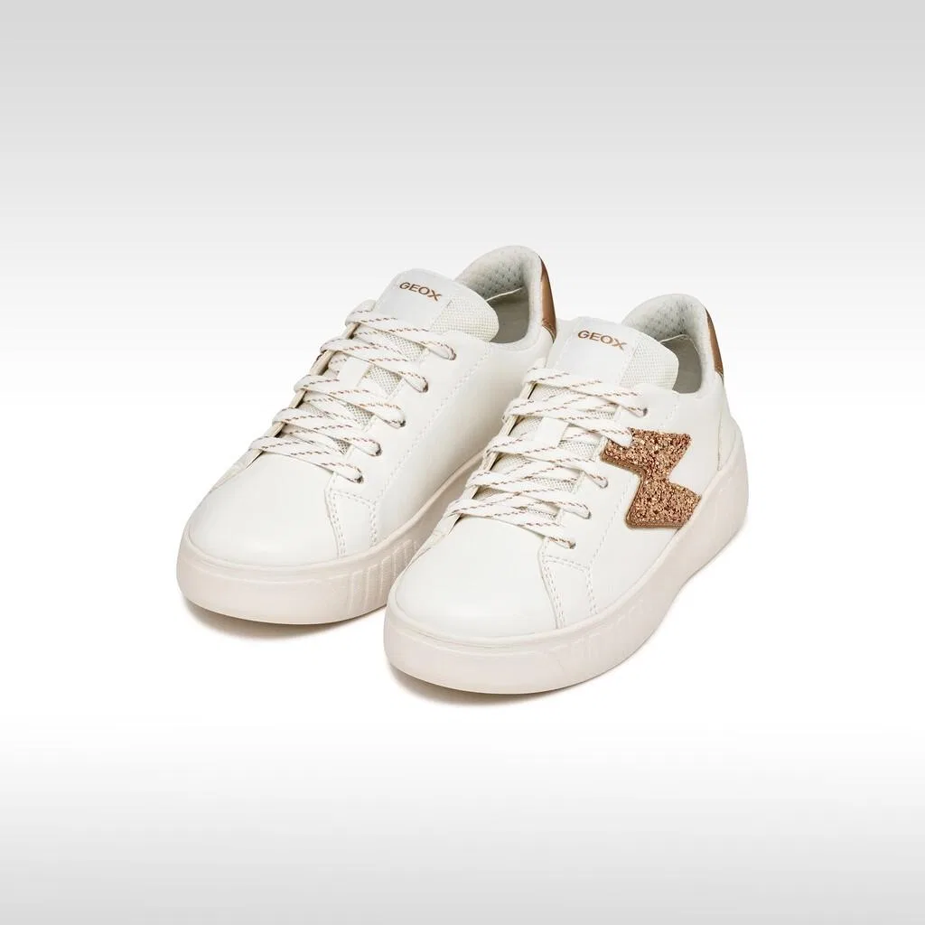 Детские кроссовки Geox Mikiroshi, Цвет Weiss Goldrosa Fluoreszierendes Blassrosa — фото 3