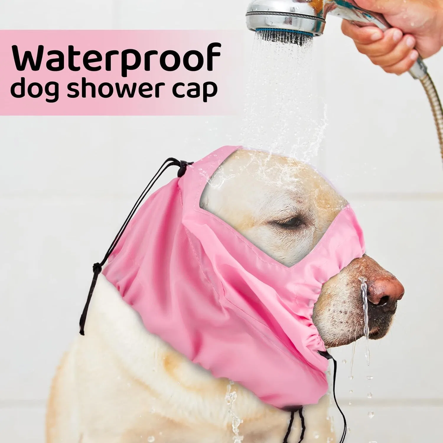Dog Шапочка для душа Adjustable Ear Protection, PEUTIER, 30x25 cm, Pink — фото 3