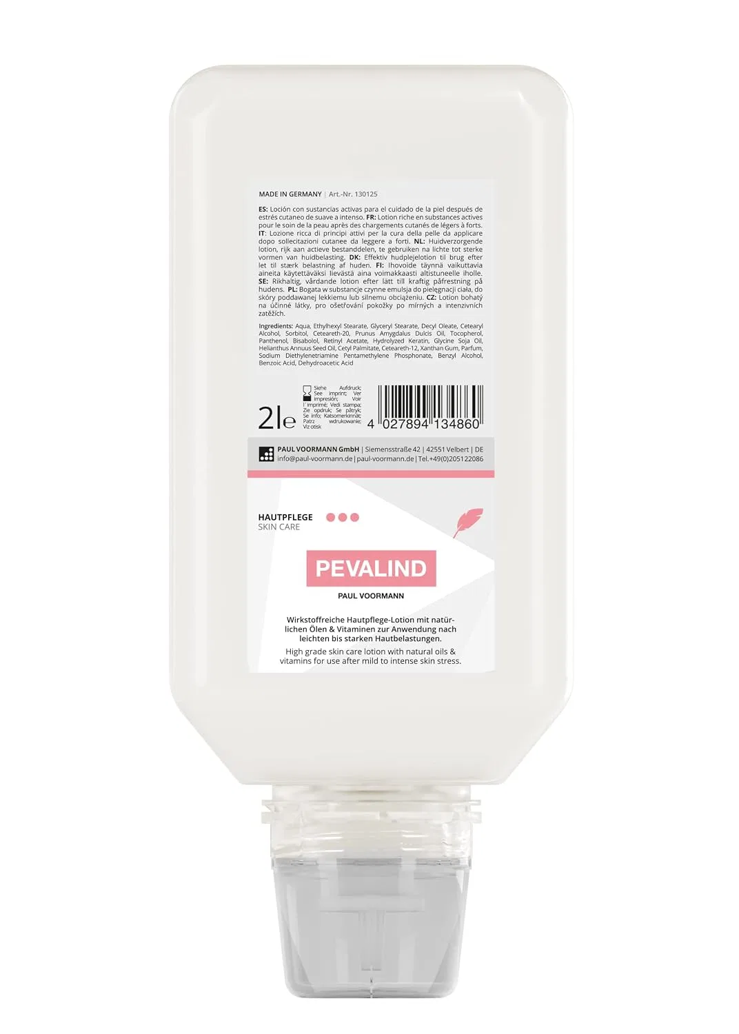 Лосьон для тела Pevalind Active Ingredients High Quality Skin Care, 2л, упаковка 6 шт Paul Voormann