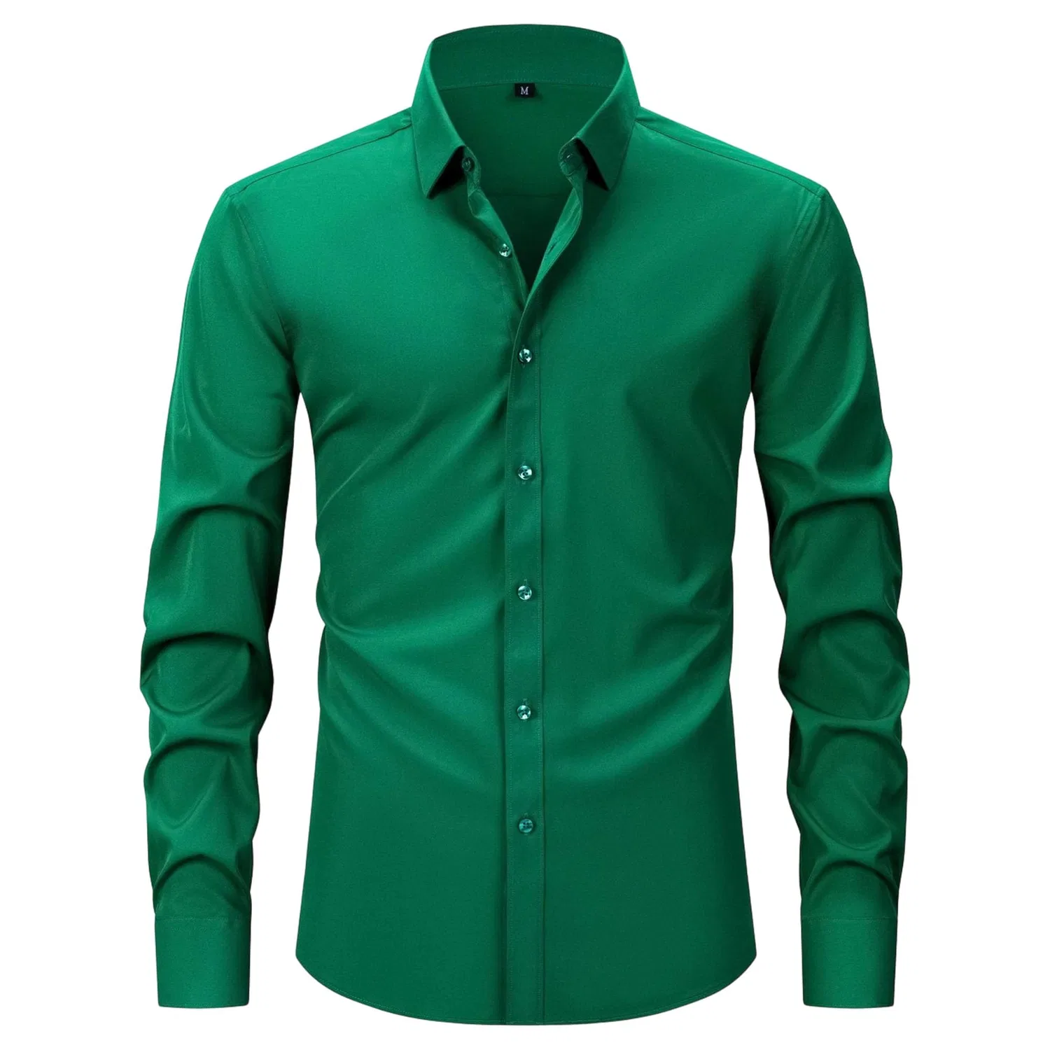 Мужская рубашка с длинным рукавом, современный slim fit, Dark Green
