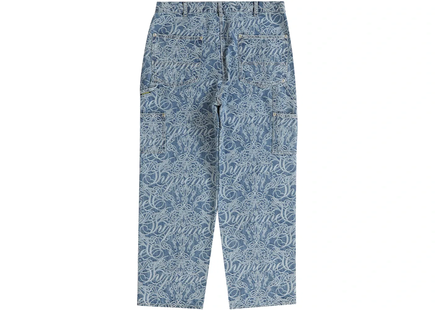 Мужские джинсовые брюки с принтом Supreme Script Jacquard Double Knee Denim Painter Pant Supreme, Washed Blue — фото 2