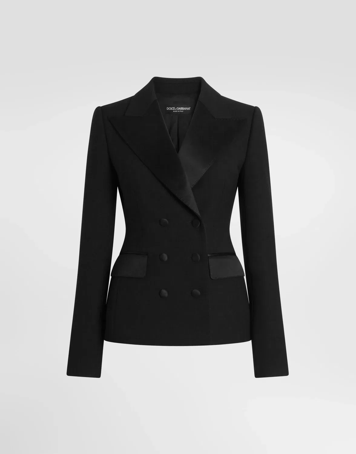 Шерстяной креп двубортный жакет Dolce & Gabbana, черный
