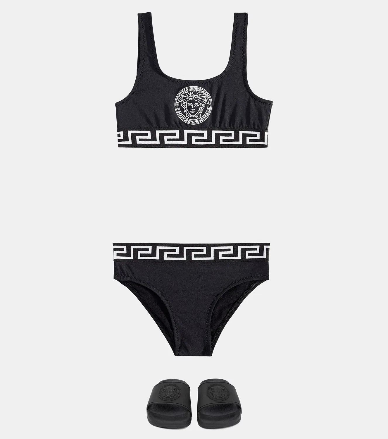 Комплект бикини с принтом Медузы Versace Kids, черный — фото 2