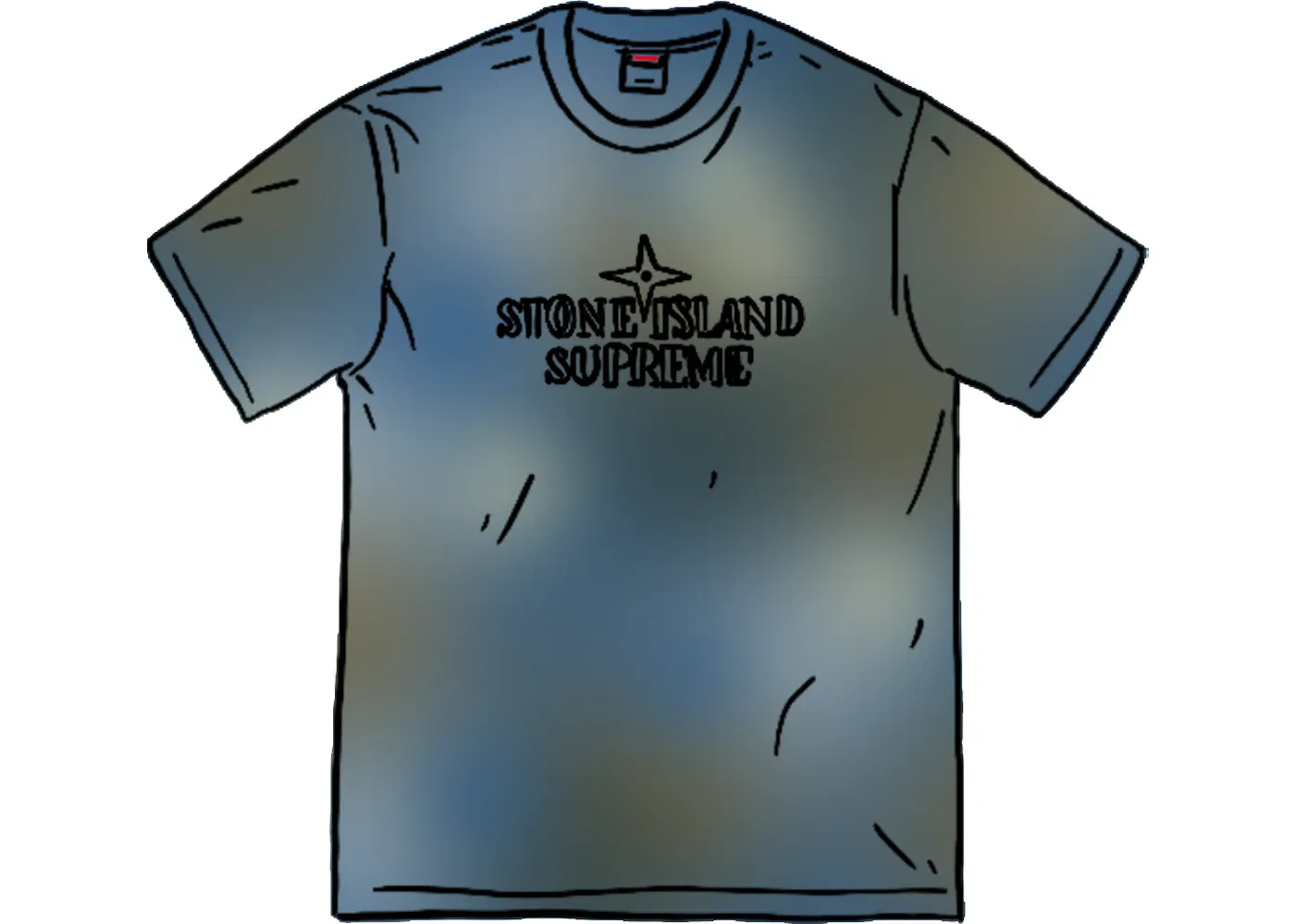 Мужская футболка с принтом Supreme Stone Island Embroidered Logo S/S Top, Dark Blue
