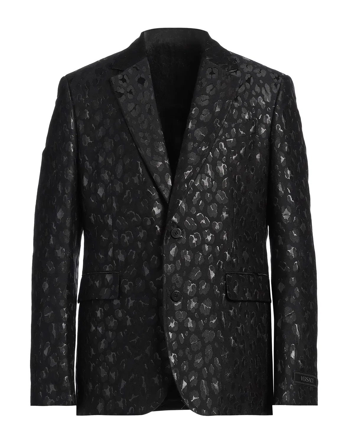 Мужской однобортный пиджак с принтом Leopard Print Versace, черный