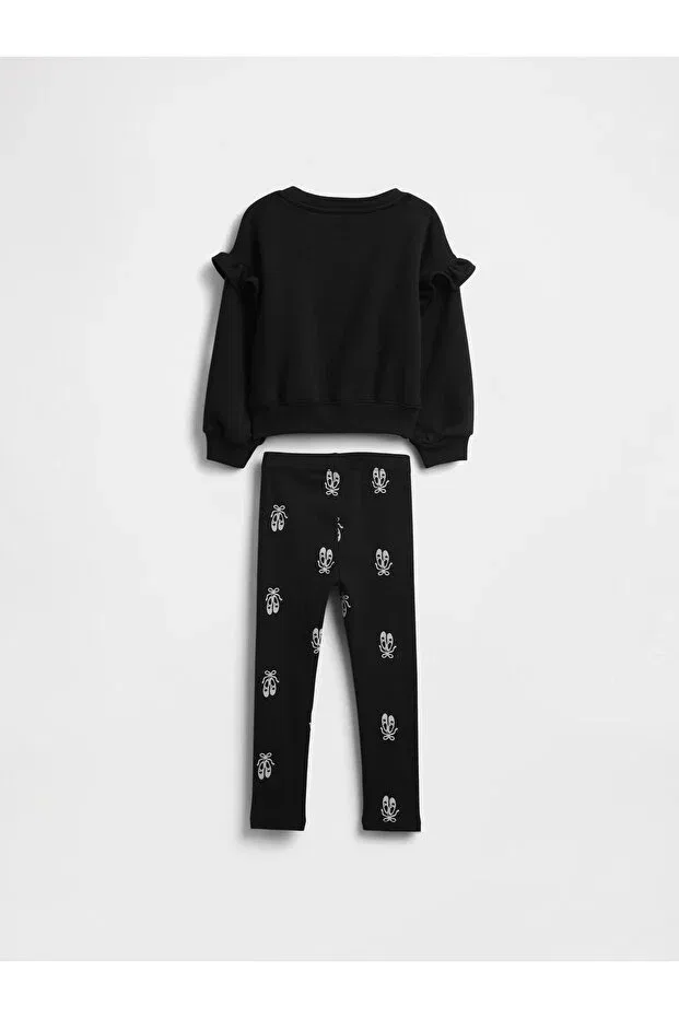 Детский комплект для девочек свитшот и леггинсы с принтом Gap, Black-002 — фото 2