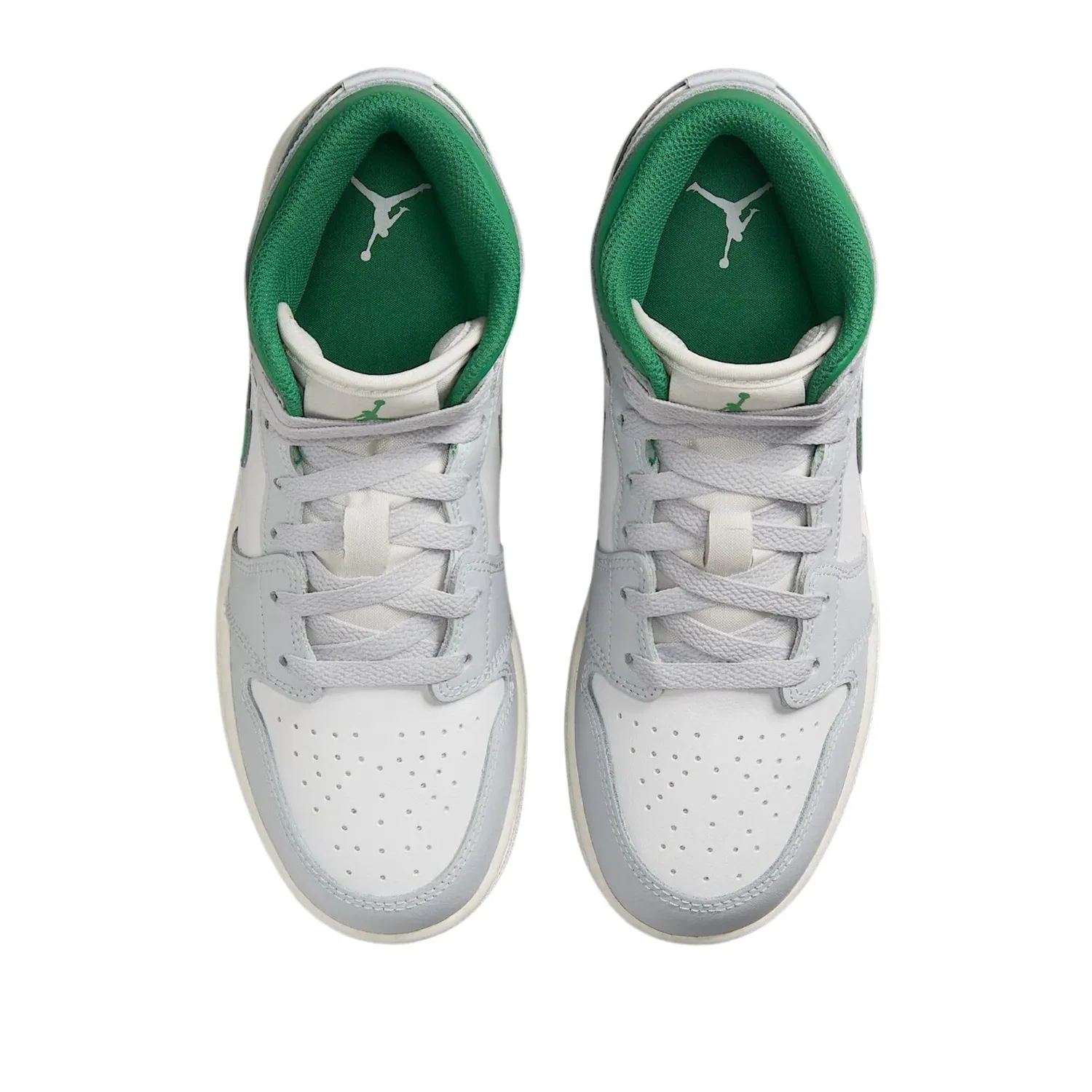 Детские кроссовки для мальчиков Air Jordan 1 Mid (Gs) NIKE, Bianco Verde Grigio — фото 3