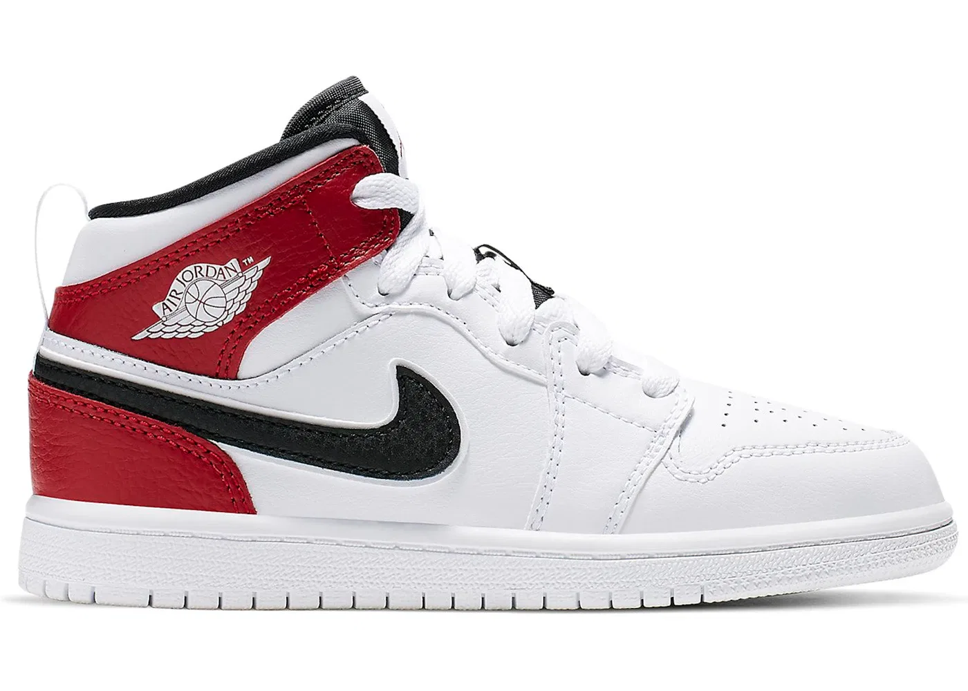Детские кроссовки с высоким берцем Jordan 1 Mid Jordan, White/Black-Gym Red