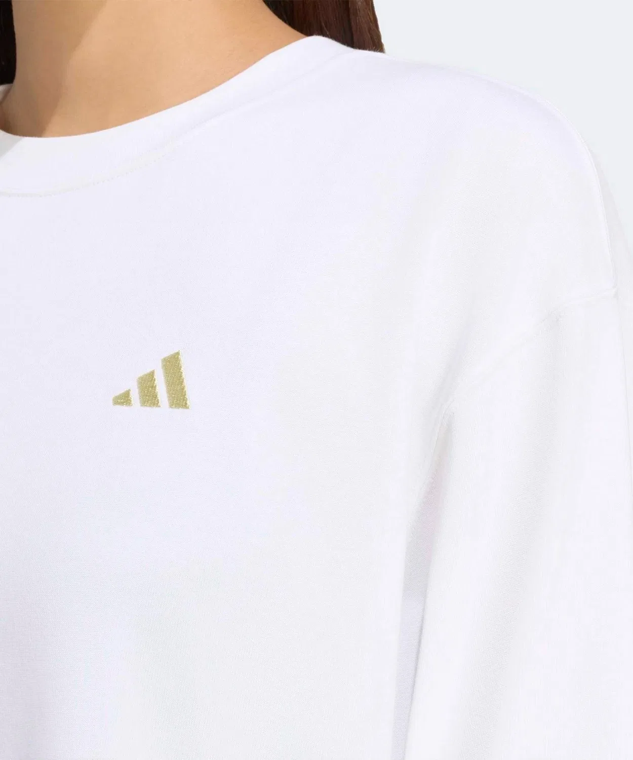 Женская футболка с длинным рукавомсвободного кроя Essentials Plus Small Logo Adidas, Белый — фото 3
