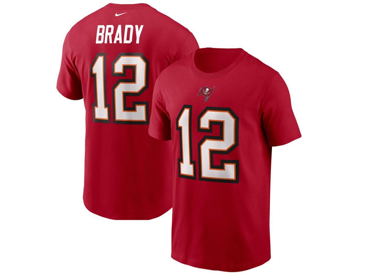 Мужская футболка tampa bay buccaneers с именем и номером wordmark 3.0 player tom brady Nike, красный — фото 2