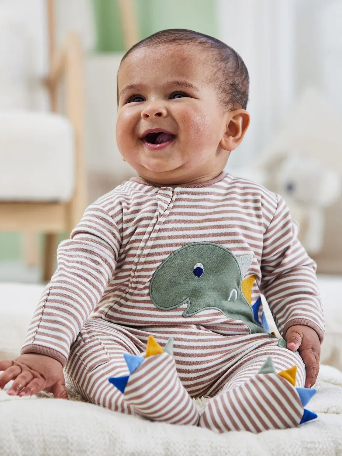 Слип с аппликацией утка, JoJo Maman Bébé, Natural Stripe Dino