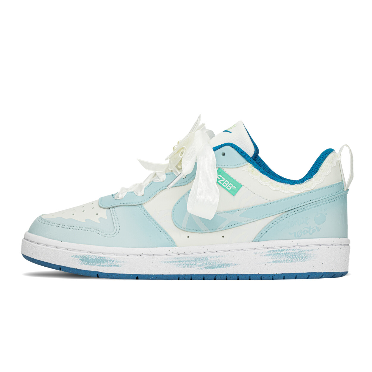 

Кроссовки Nike Court Borough Skateboard Shoes Women's Low-Top White Blue, синий/белый