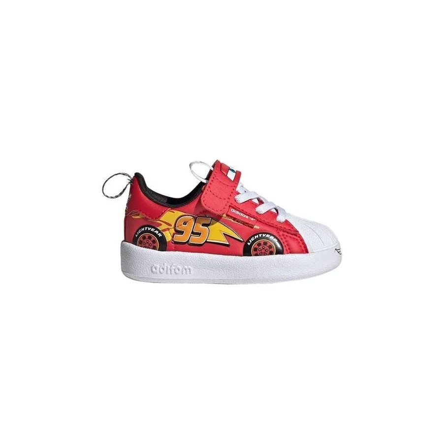 Кроссовки детские с принтом Lightning McQueen adidas Superstar 360, Красный — фото 2