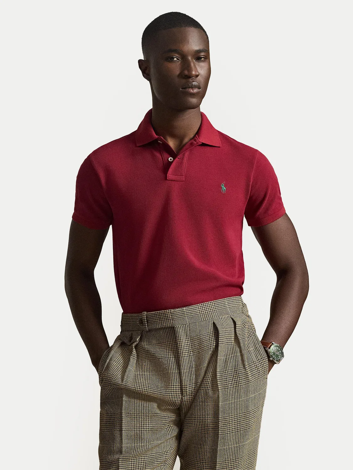 Мужское поло приталенного кроя Polo Ralph Lauren, темно-красный