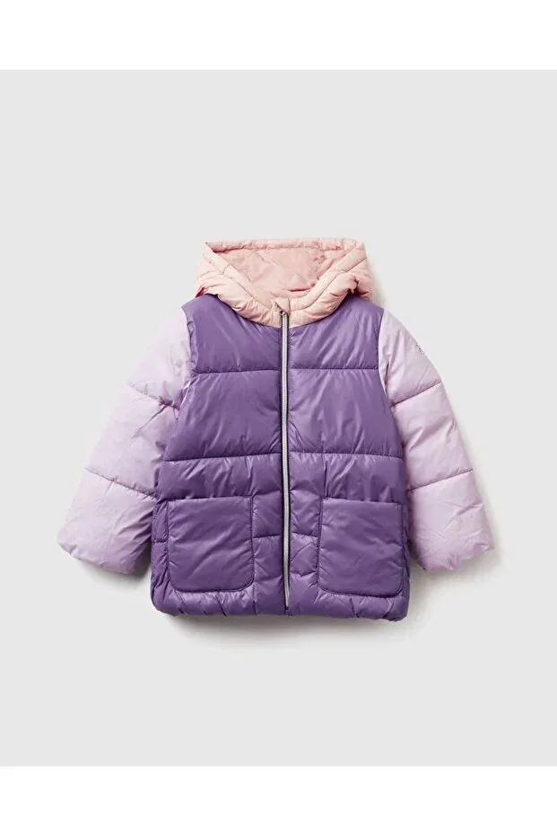 Детское зимнее пальто с капюшоном United Colors Of Benetton, Purple