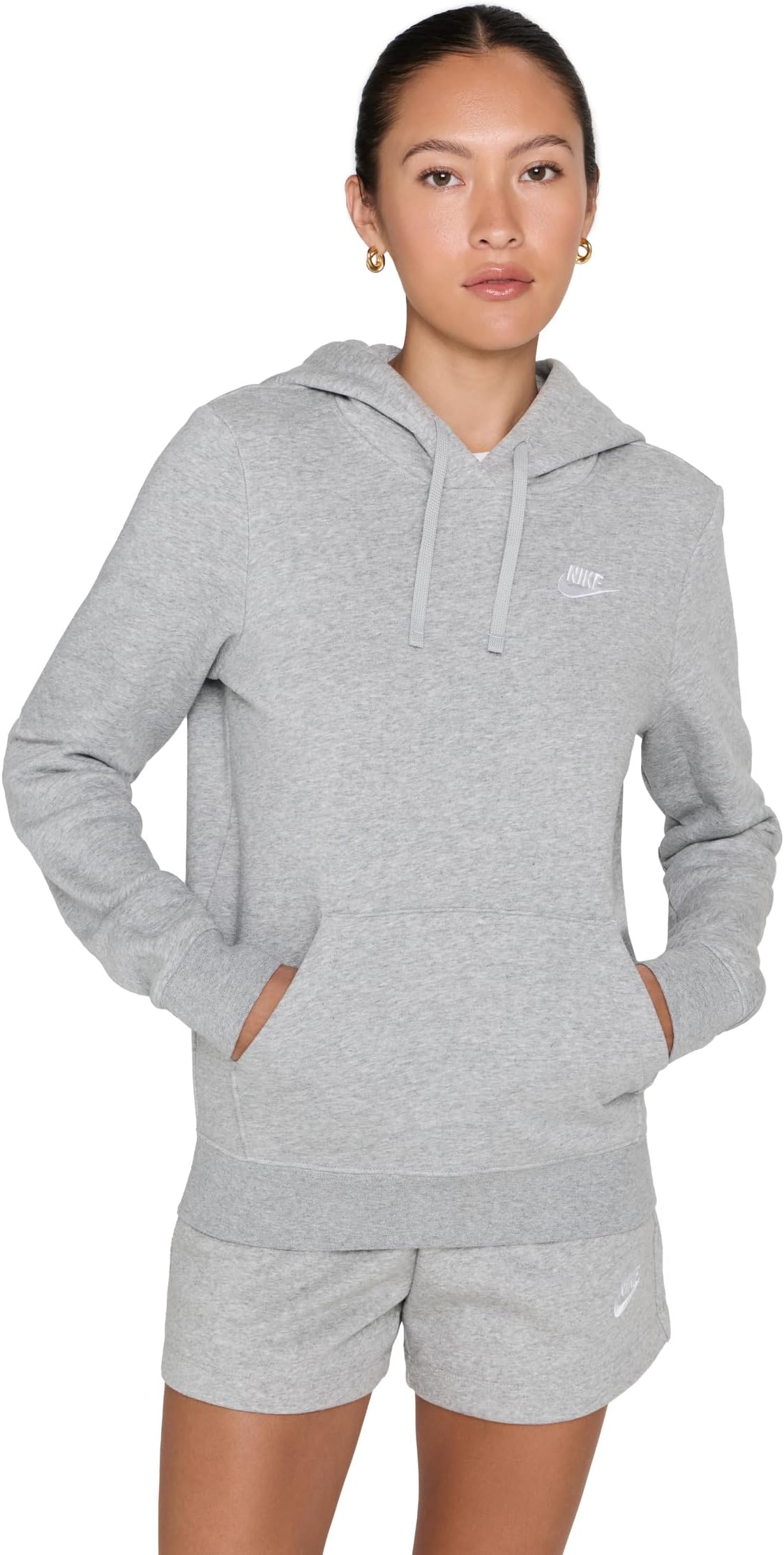 

Худи Nike Club Fleece Pullover Hoodie, цвет Dark Grey Heather/White