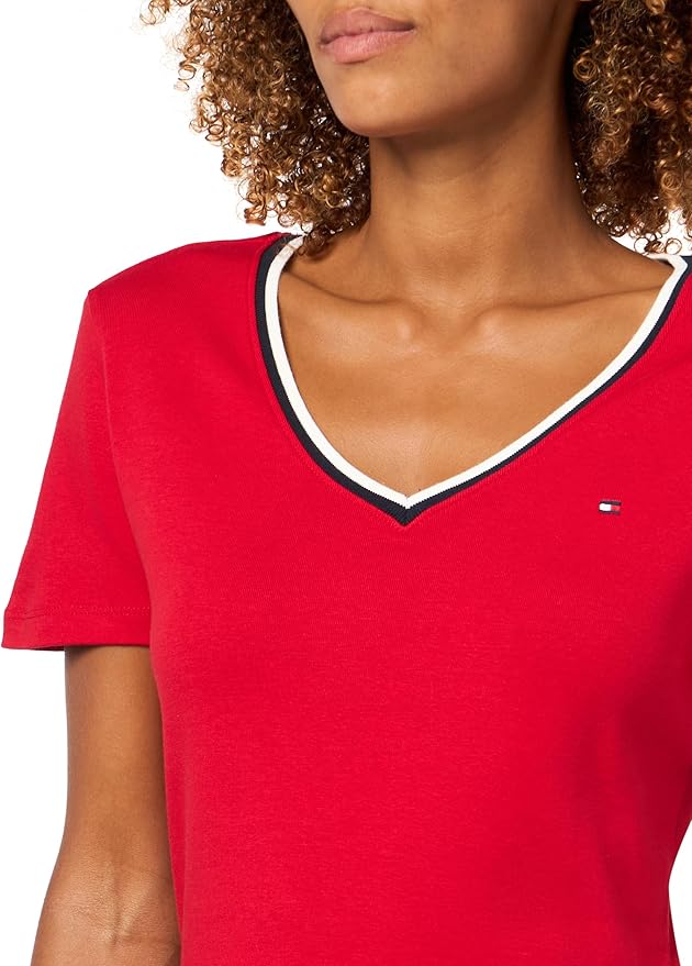 Платье-футболка Tommy Hilfiger Short Sleeve Cotton V-Neck, красный — фото 3