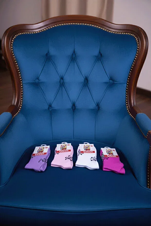 Детские носки для девочек с принтом Basics Çehreli, Purple & White Pink & Dark Pink — фото 4