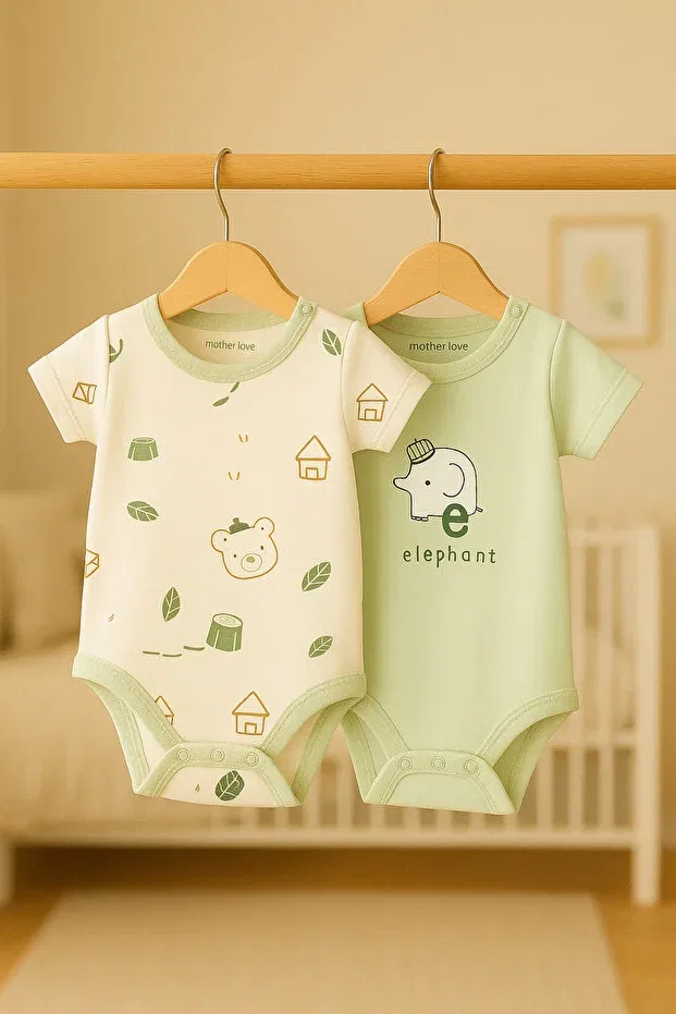 Детское боди-комплект с принтом 2-Piece Bodysuit Shoebuo, Mint Green