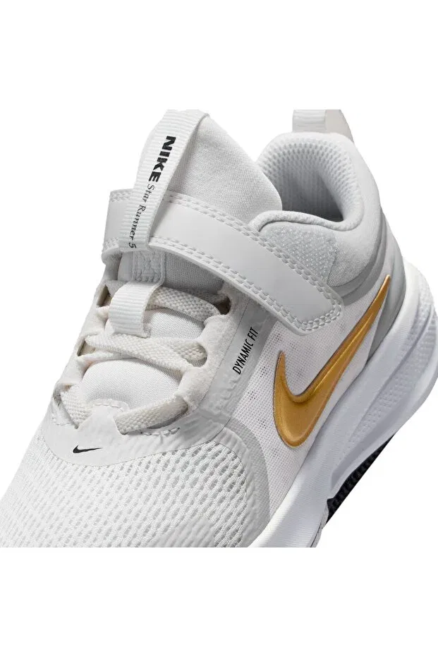 Детские кроссовки для девочек с липучкой Star Runner 5 Ps Nike, Platinum Tint/Mtlc Gold-Black — фото 4