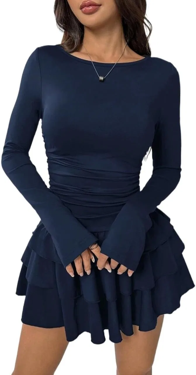 Женское повседневное платье A-силуэта с рюшами Royal Blue