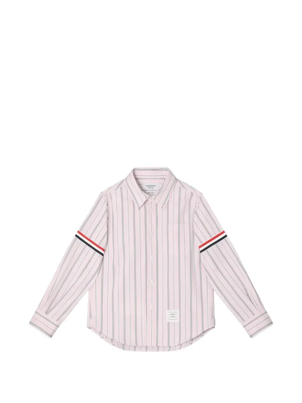 Поплиновая рубашка в полоску Thom Browne Kids, розовый
