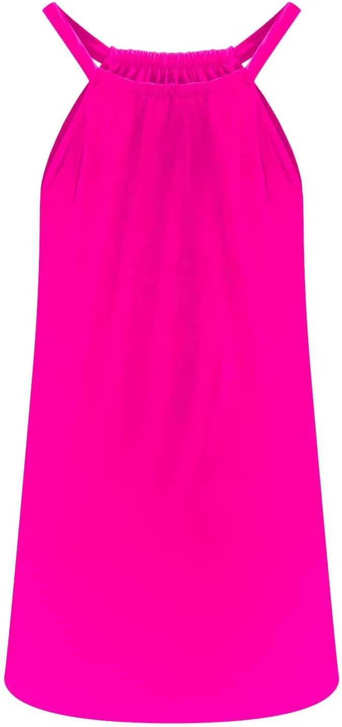 Женское летнее мини-платье без рукавов с плиссе, Hot Pink — фото 4