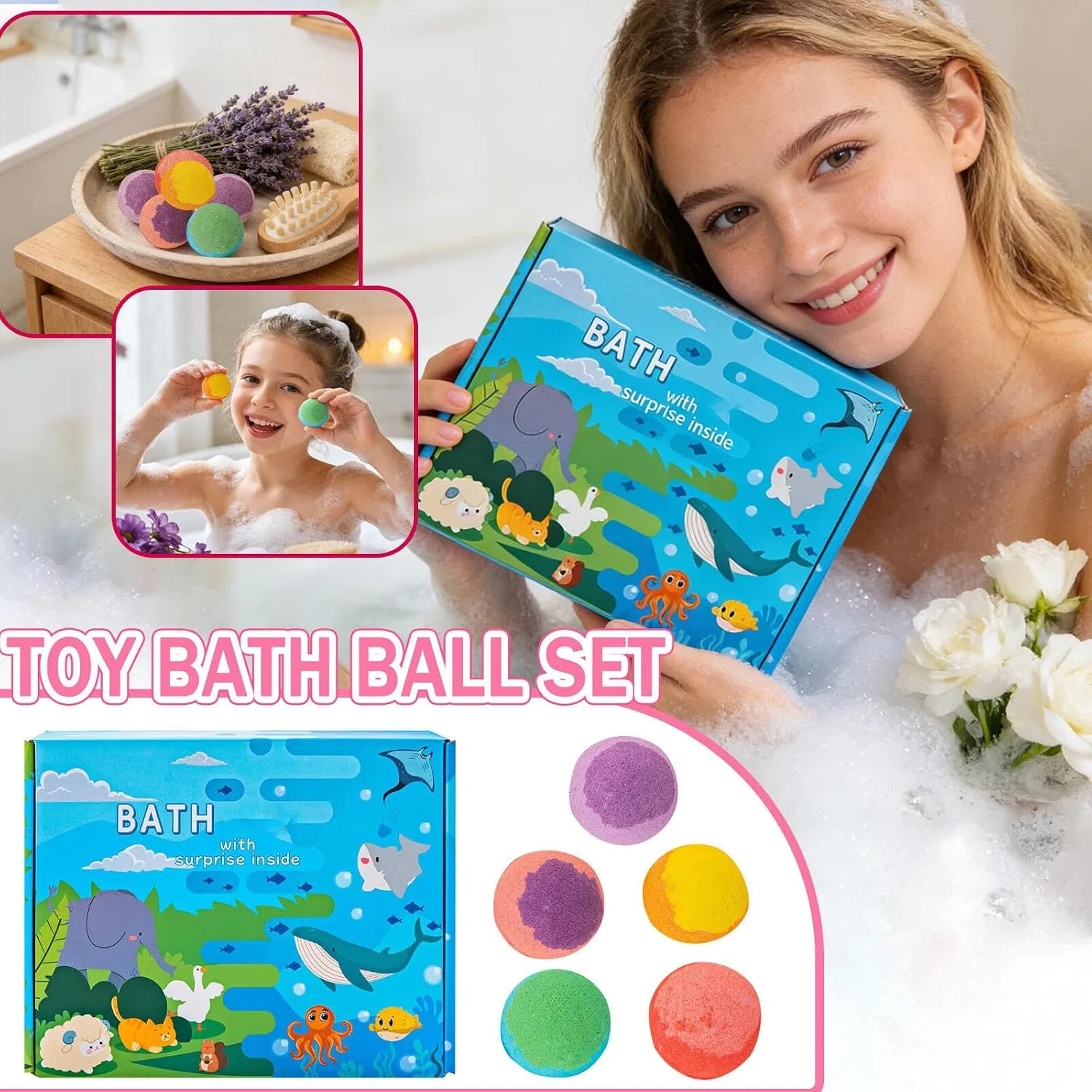 Generisch Bath Bomb с игрушкой внутри, набор из 6 штук — фото 2