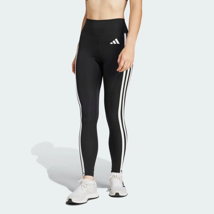 Спортивные леггинсы с принтом Optimé Essentials 3-Stripes, adidas, Черно-белый