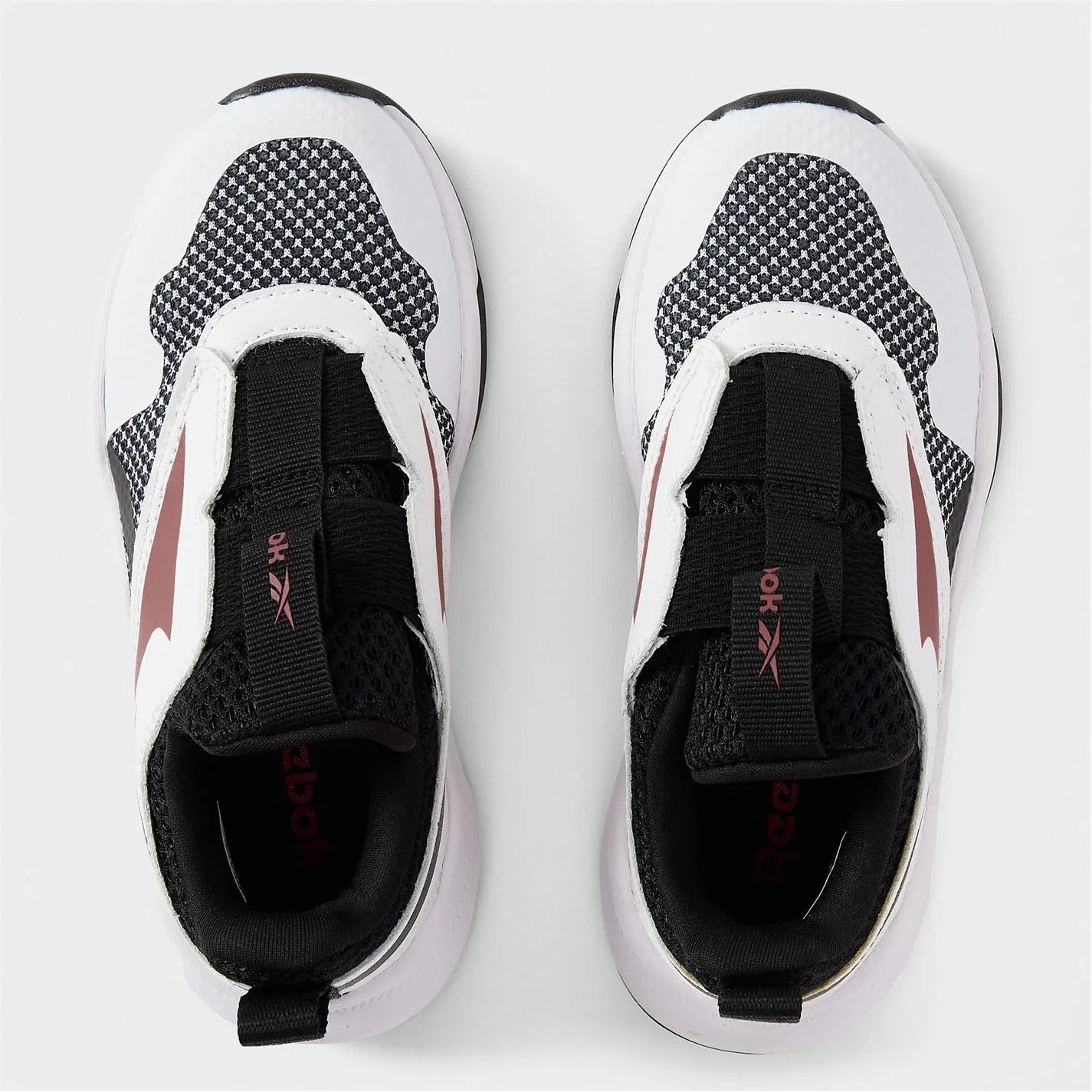 Детские кроссовки для девочек с принтом Reebok Xt Sprinter Slip, White Black Classicburgundy — фото 4