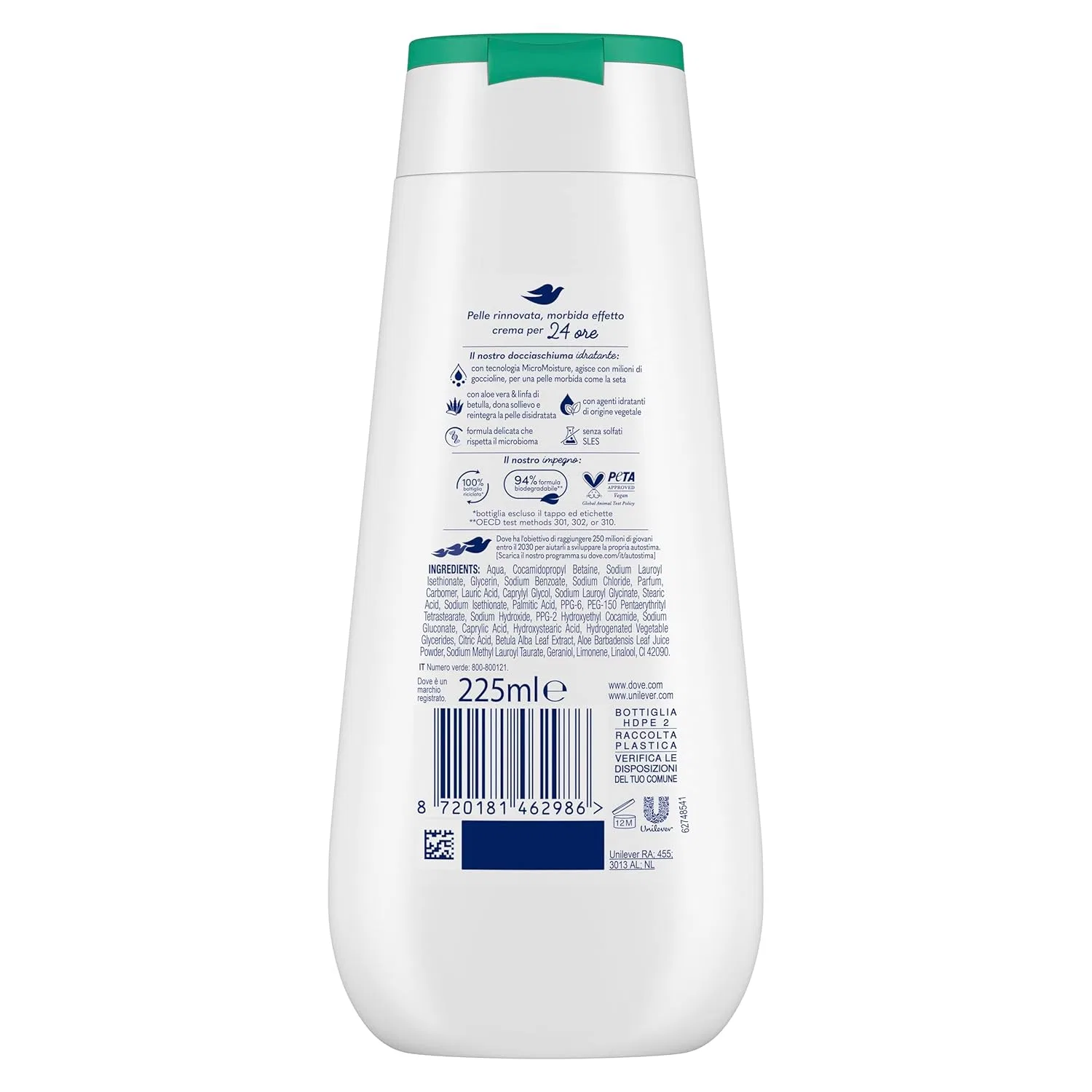Гель для душа увлажняющий Dove Fresh Moisturising, 6 шт по 225 мл, Алоэ Вера — фото 2