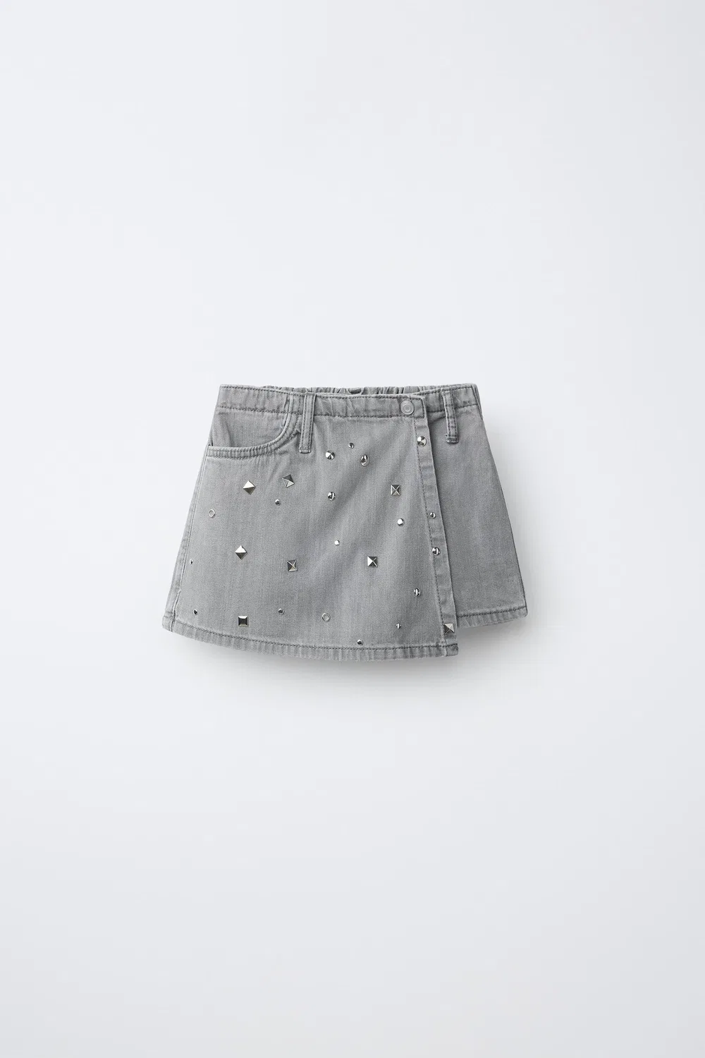 Юбка-бермуда из джинсовой ткани с заклепками ZARA, Grey